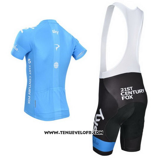 2014 Maillot Ciclismo Sky Azur et Blanc Manches Courtes et Cuissard